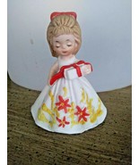 Minature Southern Bell Bisque Figurine Girl With wrapped present Orange bow - €1,72 EUR