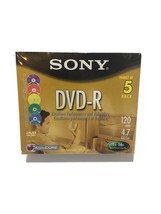 SONY DVD-R Color 5 Pack Color Collection 120min 4.7gb 1x-16x Speed New - $14.22