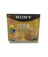SONY DVD-R Color 5 Pack Color Collection 120min 4.7gb 1x-16x Speed New - £11.18 GBP