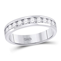 14k White Gold Mens Round Diamond Single Row Comfort Wedding Band Ring 1.00 Cttw - £1,603.10 GBP
