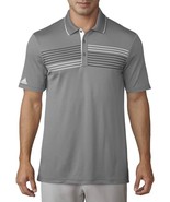 Adidas XL Golf Gray Chest Print Polo Shirt Stretch Stripe Relaxed Fit - $519.12 MXN
