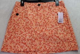 Wild Fable A Line Skirts Women Sz 6 Orange Floral Cotton Pocket Adjustable Waist - £11.50 GBP