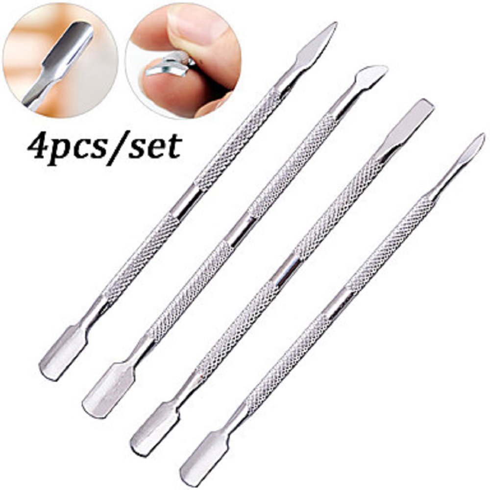 STAINLESS STEEL DOUBLE ENDED PUSHER SPOON REMOVER CUTICLE MANICURE PEDICURE N...