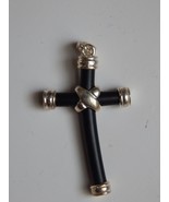 Sterling Silver and Black Cross Pendant New .925 - $212.31 MXN
