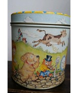 Vintage Storybook Parade Tin Bank cannister Humpty Dumpty Jack &amp; Jill Li... - $9.89