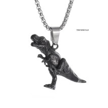 Tyrannosaurus Rex T Rex Running Dinosaur Retro 3D Pendant &amp; Stainless Bo... - £11.06 GBP