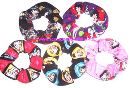 Betty Boop Hair Scrunchie Biker Hearts Fabric  Scrunchies by Sherry - £5.49 GBP