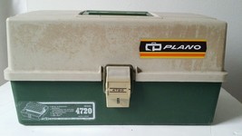 Vintage Plano Fishing Tackle Tool Parts Box 4720 2 Fold up Trays 2 Tier - $17.81
