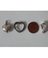 Sterling Silver marcasite CZ heart Pendants new  3 pendants - $138.49 MXN