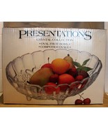 Indiana Clear Glass Oval Embossed Footed Bowl Centerpiece - $7.99