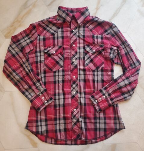 Wrangler Western Shirts Button Up Shirt Men&#39;s Medium Pearl Snap Rodeo Co... - $24.55
