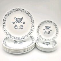 Corelle Blue Hearts 24-Pc Plates  Set Made In USA 2011's  - $158.39