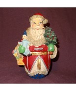 Santa Claus Figurine 5&quot; Table Top  Holding Christmas Tree Doll Flower Ba... - £7.60 GBP