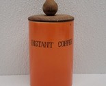 Vintage Orange Ceramic Instant Coffee Canister With Wood Lid - $24.65