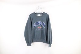 Vintage Streetwear Mens Small Spell Out London England Crewneck Sweatshirt Gray - $34.60