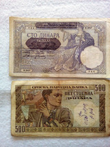 LOT No 47 Second World War 100 and 500 dinars 1941 German Occupation Yug... - $2.99
