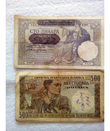 LOT No 47 Second World War 100 and 500 dinars 1941 German Occupation Yug... - £2.39 GBP