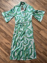 DVF x Target Diane Von Furstenberg Long Satin Disco Zebra Green Robe Size XS NWT - £14.45 GBP