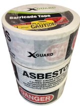 X-Guard Barricade Tape: Danger Asbestos - 3&quot; x 1000&#39;, Pack of 3 Rolls - £40.12 GBP