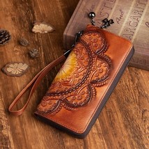 Retro Wallet New Vintage Genuine Leather Wallets For Women Handmade Embossed Pur - £40.47 GBP