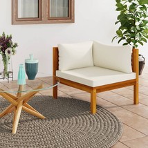 Sectional Corner Sofa with Cream White Cushion Acacia Wood - $248.99