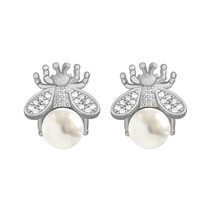 Simple And Compact Korean Stud Earrings  Design Bee Artificial Pearl Earrings Sp - £7.85 GBP