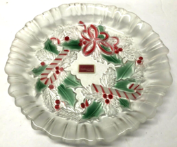 MIKASA Festive Christmas Wreath 8.75&quot; Glass Dish Plate - €12,89 EUR