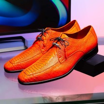 Andretti Genuine Ostrich Leg Dress Derby's Tasseled laces Shoes Orange image 9