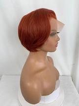 Ginger orange wavy human hair pixie cut lace frontal wig - £173.69 GBP