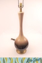 LARGE Vintage Modern Ceramic Onion Shaped Table Lamp Tan to Brown Drip G... - $78.21