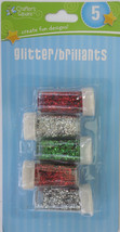 GLITTER in Five 1 oz Volune Shake Containers 2 Red 2 Silver 1 Green - £2.35 GBP