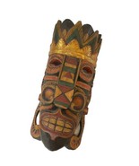 Mask Wood Carved Wall Art Tribal 19&quot; x 8&quot; Mesoamerican Aztec African God - £63.39 GBP