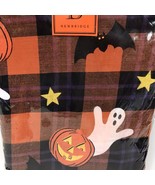 Halloween Tablecloth Plaid Cotton Bat Ghost Pumpkin Skeleton 52 x 70 New... - $24.37