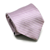 Tommy Hilfiger Mens 100% Silk Neck Tie Lavender Purple White Stripes Ret... - $17.57