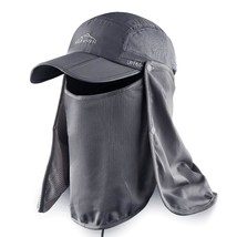 Outdoor Fishing Flap Hat Upf50 Sun Cap Removable Mesh Face Neck Cover, D-Grey/ M - £24.08 GBP