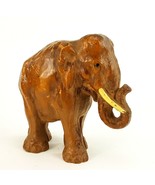 Vintage Elephant 5&quot; Figurine Safari Animal Faux Wood Carved 1.5lbs - $12.60