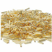 Miyuki Bugle #3, S/L Gold, 9mm smooth thin, 50g bag of beads, Japanese - £4.74 GBP