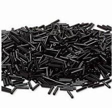 Miyuki Bugle #3, Op Black, 9mm smooth thin, 50g bag of beads, Japanese - £4.82 GBP