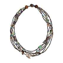 Pieces of a Tropical Rainbow Abalone Shell Beaded Multi-Strand Necklace - £11.20 GBP