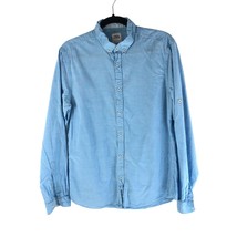 Zara Mens Button Down Shirt Relaxed Fit Cotton Long Sleeve Blue M - £9.86 GBP