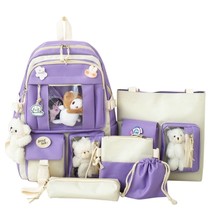 4 Pcs Set Kawaii Girls Backpack For Student School Bag Teenager Girls Schoolbag  - £61.79 GBP