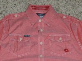 Mens Shirt Akademiks Red Button Front Convertible Sleeve Sport $52 NEW-size M - £17.49 GBP