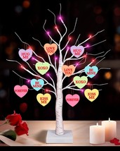 Valentines Day Decor 24 Inch Lighted Valentines Decorations Tree with 12 Heart - £28.23 GBP