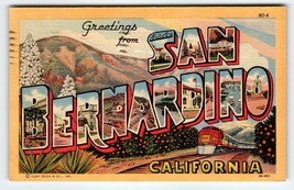 Greetings From San Bernardino California Large Letter Linen Postcard Curt Teich - $9.90