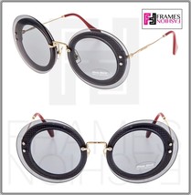 Miu Miu Reveal 10R Gold Blue Red Fabric Round Oversized Sunglasses MU10RS - £177.34 GBP