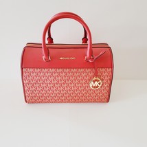 Michael Kors Travel Medium Duffle Satchel MK Logo Handbag Crossbody Bright Red - £107.29 GBP