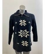 Climax Women&#39;s Vintage 1/4 Zip Sweater Size Medium Black Snowflake Print  - $7.92