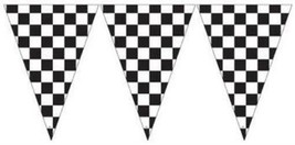 Black &amp; White Checked Outdoor 20 Foot Banner Car Racing Birthday Party D... - £11.12 GBP