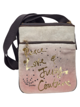 Juicy Couture Peace Love Juicy Sling Purse Bag Grey With Gold Sparkles RARE - £49.02 GBP