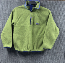 VTG Patagonia Fleece Shirt Youth Girls M(8-10) Green Pullover 1/4 Purple Snaps - £22.49 GBP